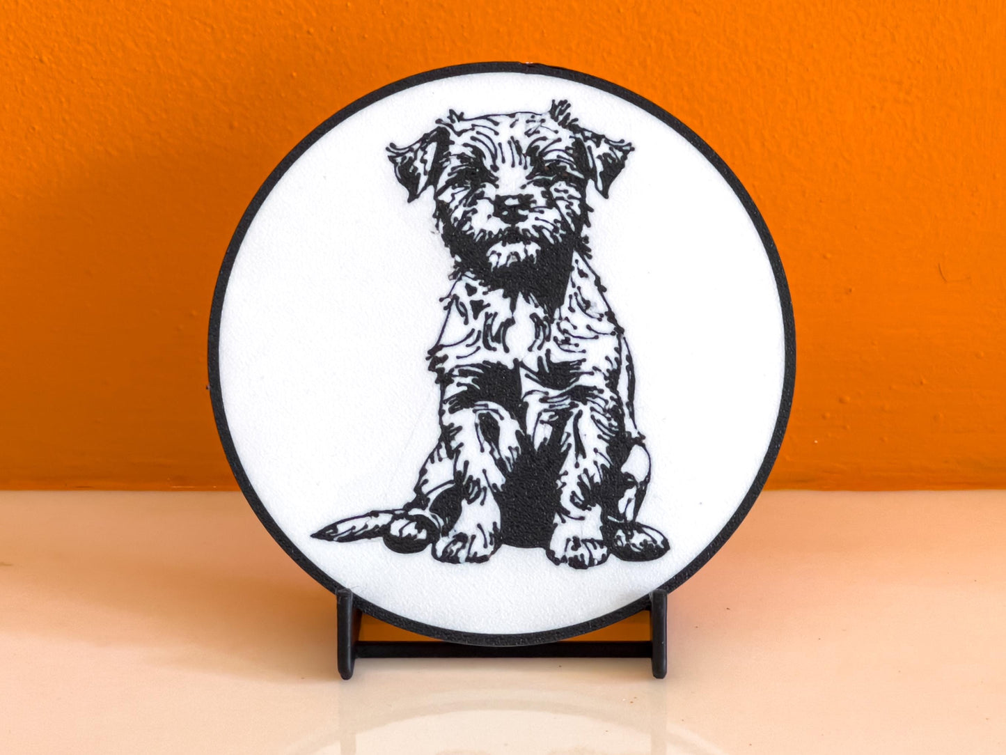 Dessous de verre Border Terrier | Noir et blanc