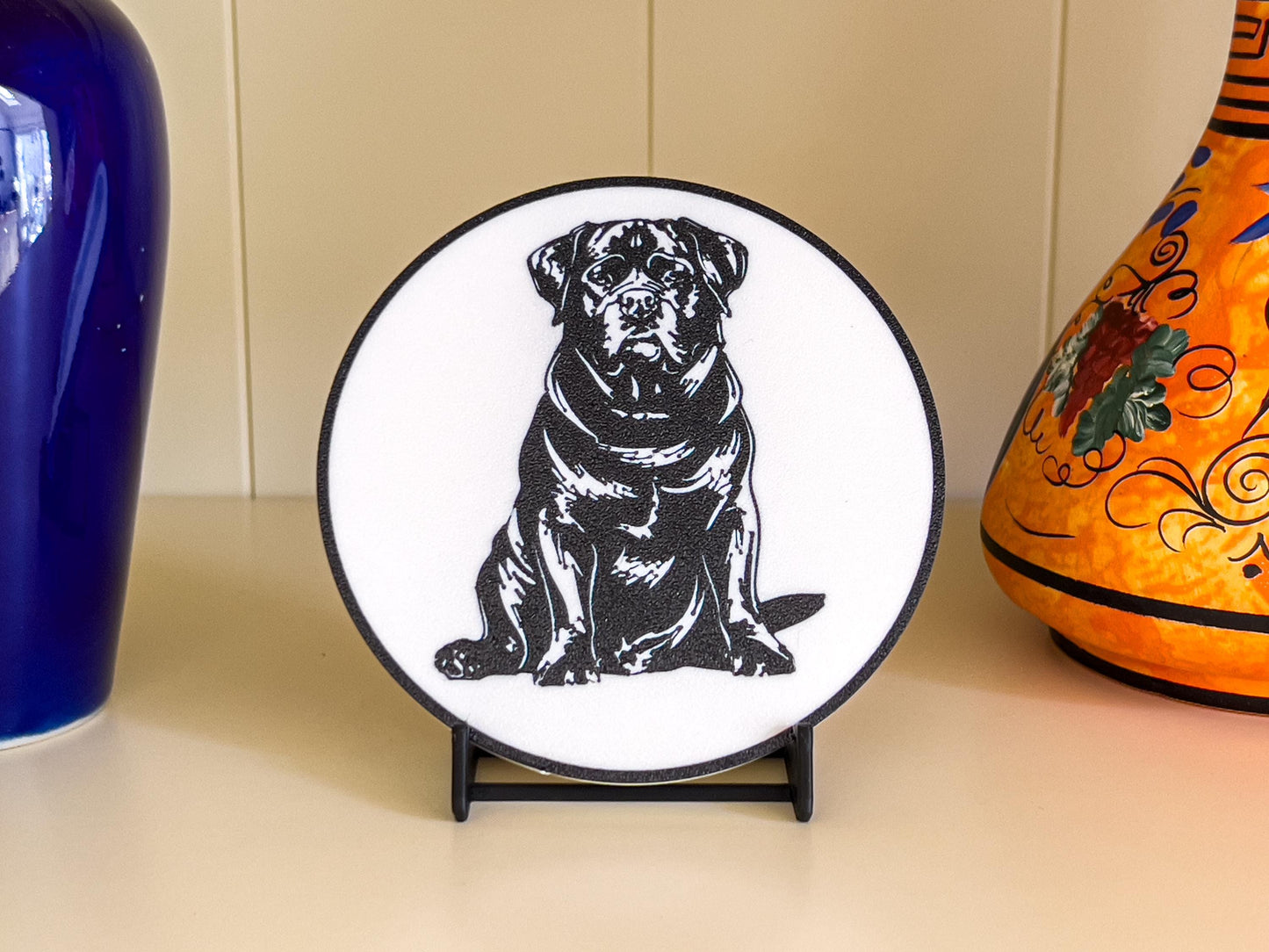 Dessous de verre Rottweiler | Noir et blanc