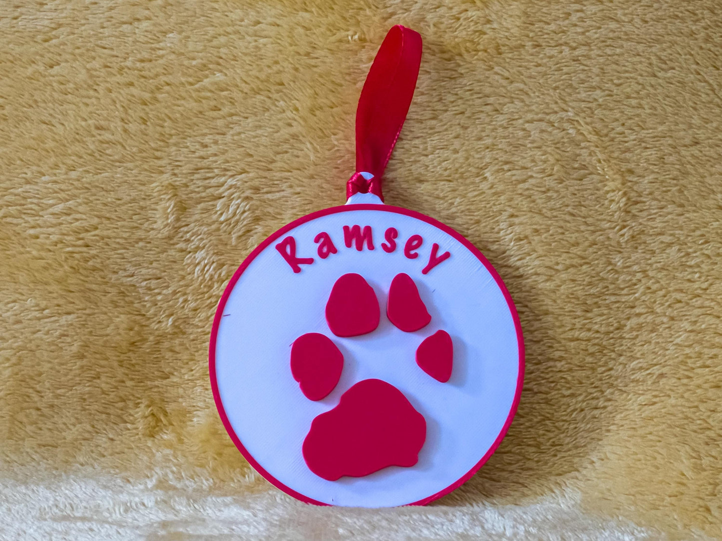 Personalised 3D Embossed Dog Paw Print Hanging Plaque | 6x Colours Available