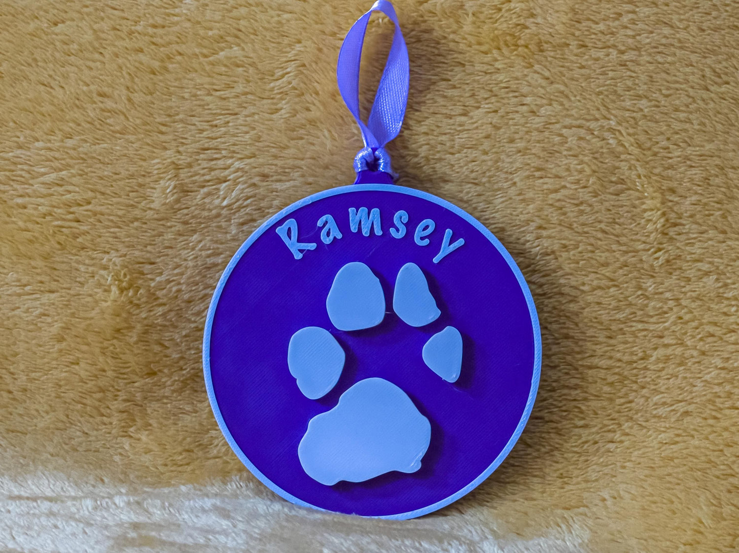 Personalised 3D Embossed Dog Paw Print Hanging Plaque | 6x Colours Available