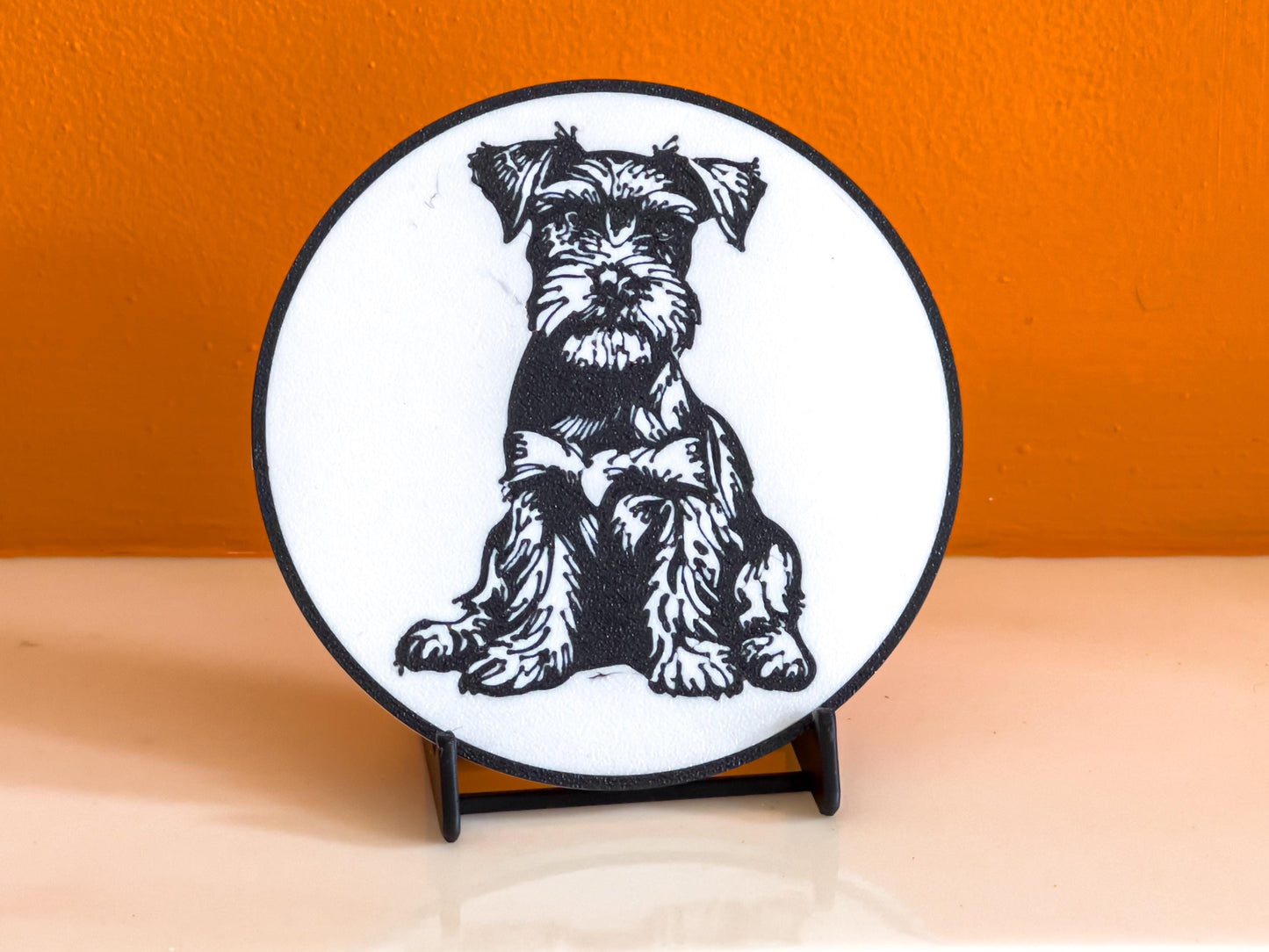 Miniature Schnauzer Dog Coaster | Black & White