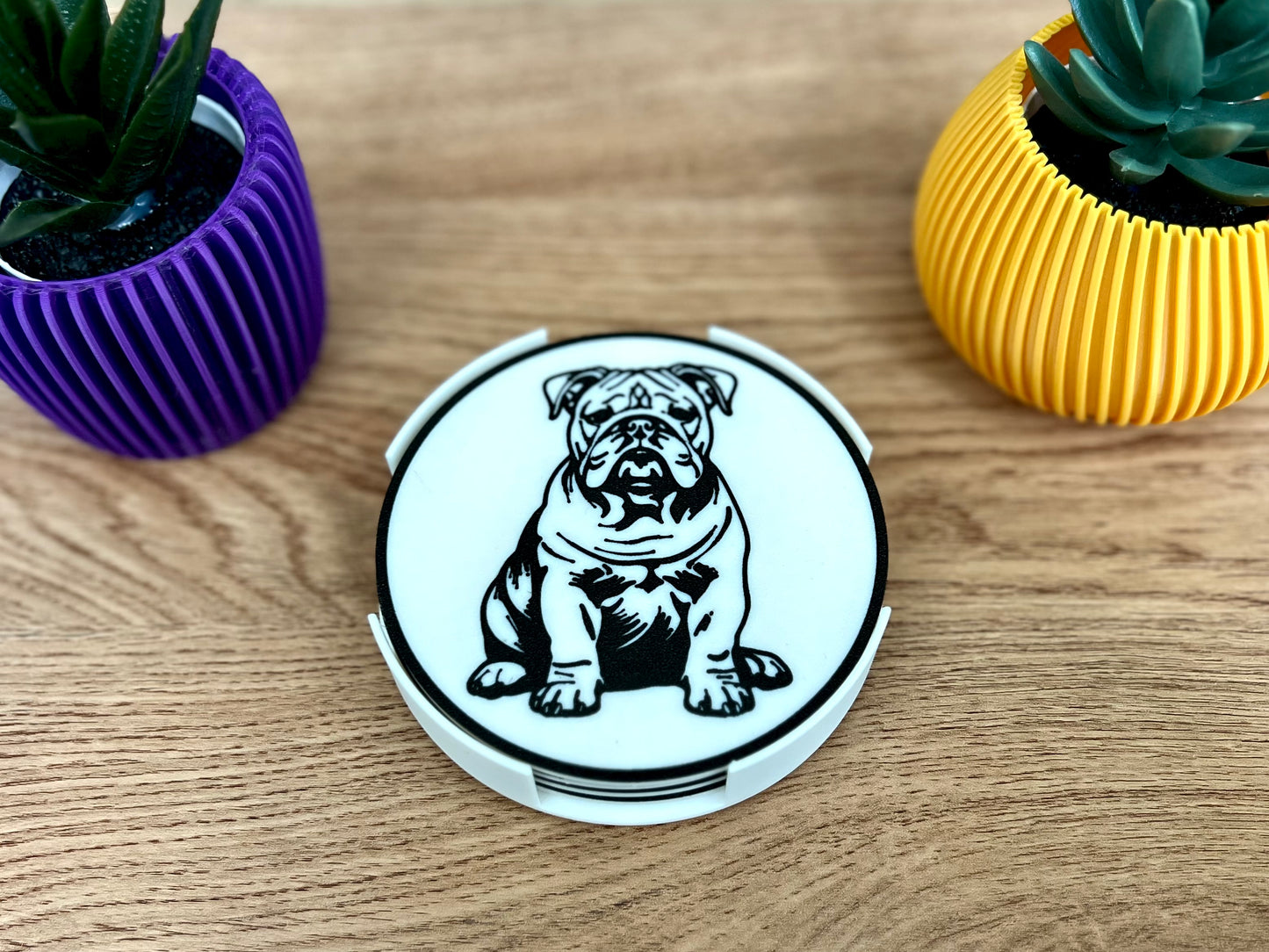 Bulldog Dog Coaster | Black & White