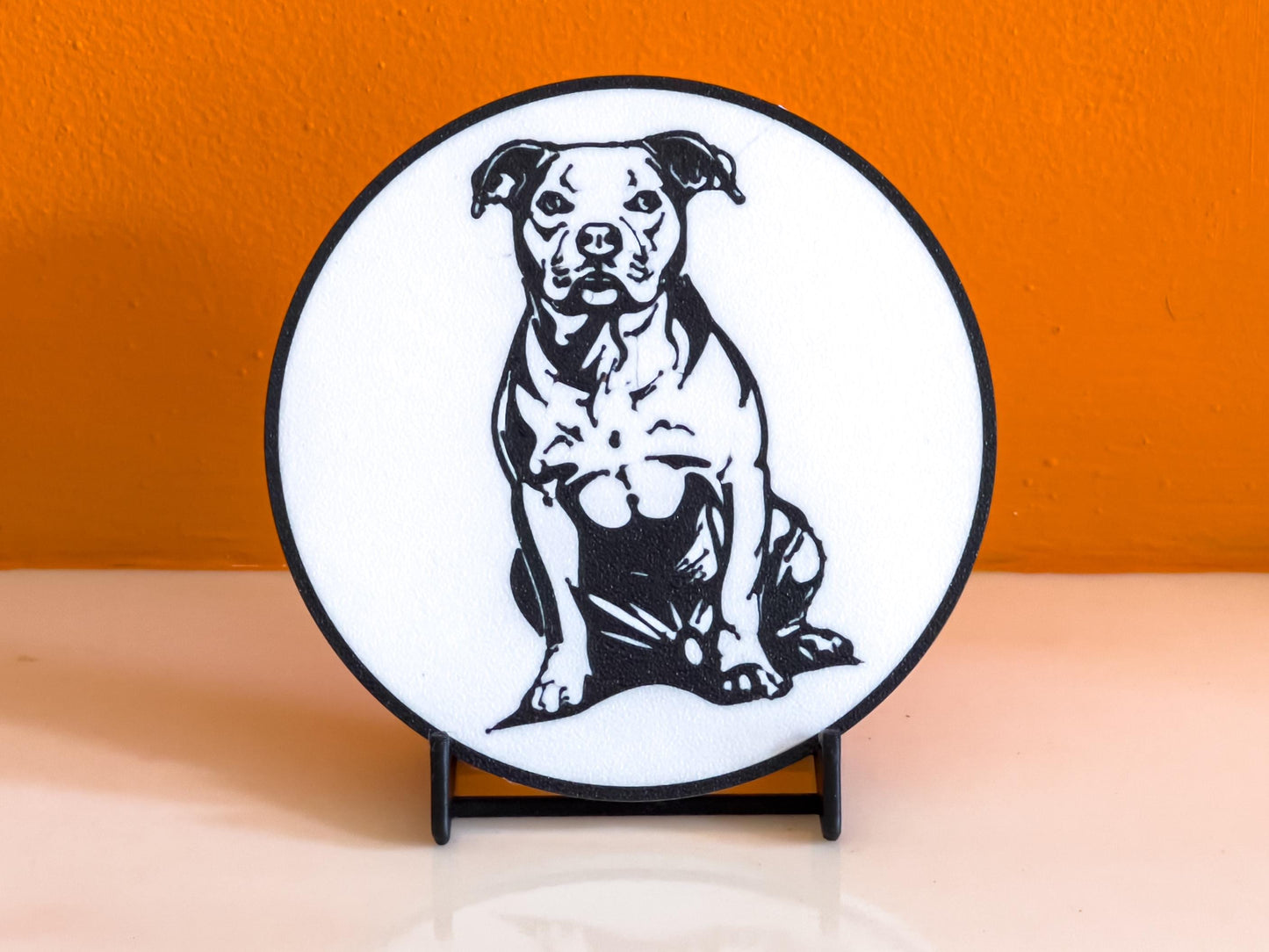 Dessous de verre Staffordshire Bull Terrier | Noir et blanc