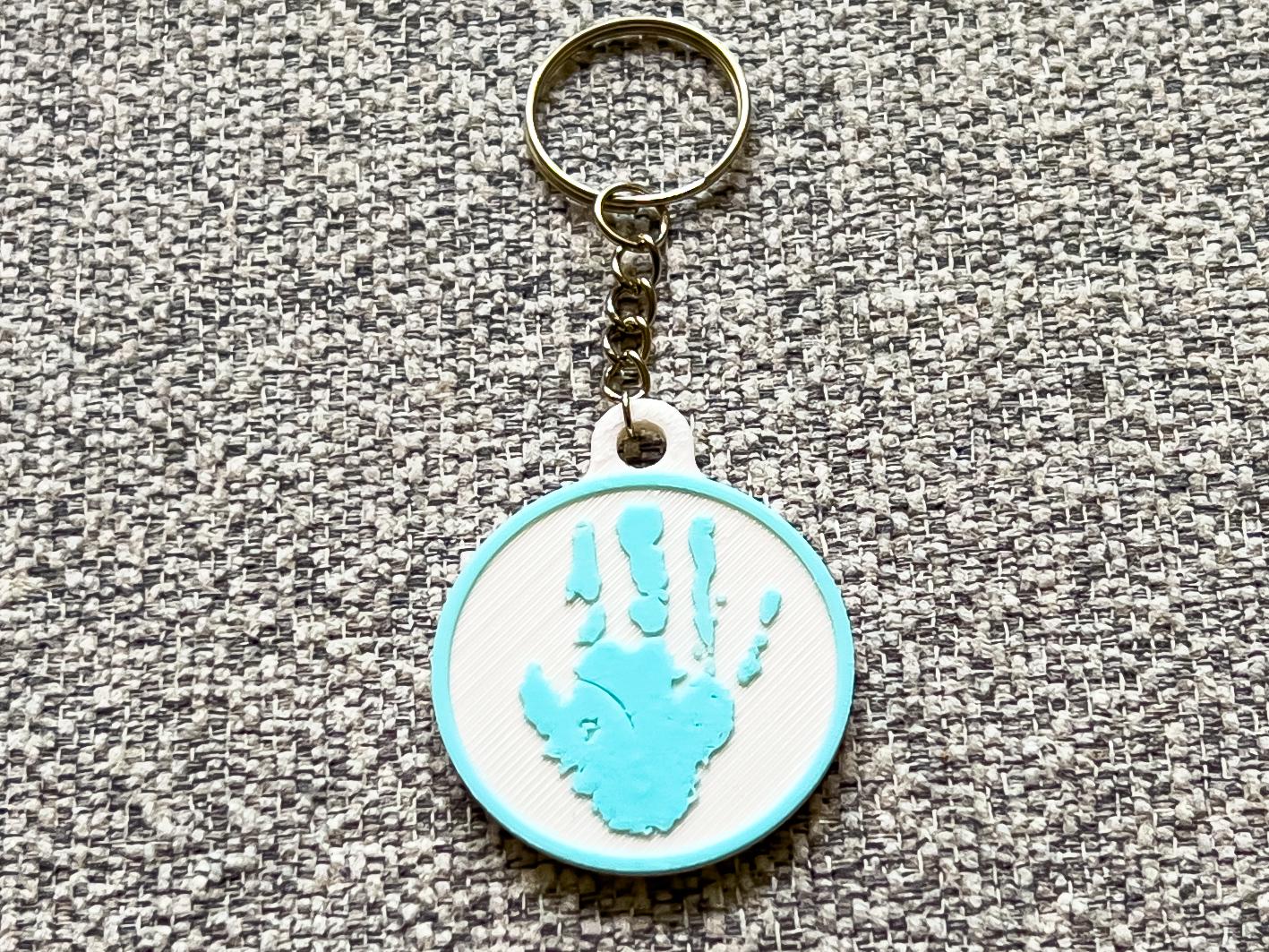 Personalised 3D Embossed Child Handprint Keyring | 4x Colours Available