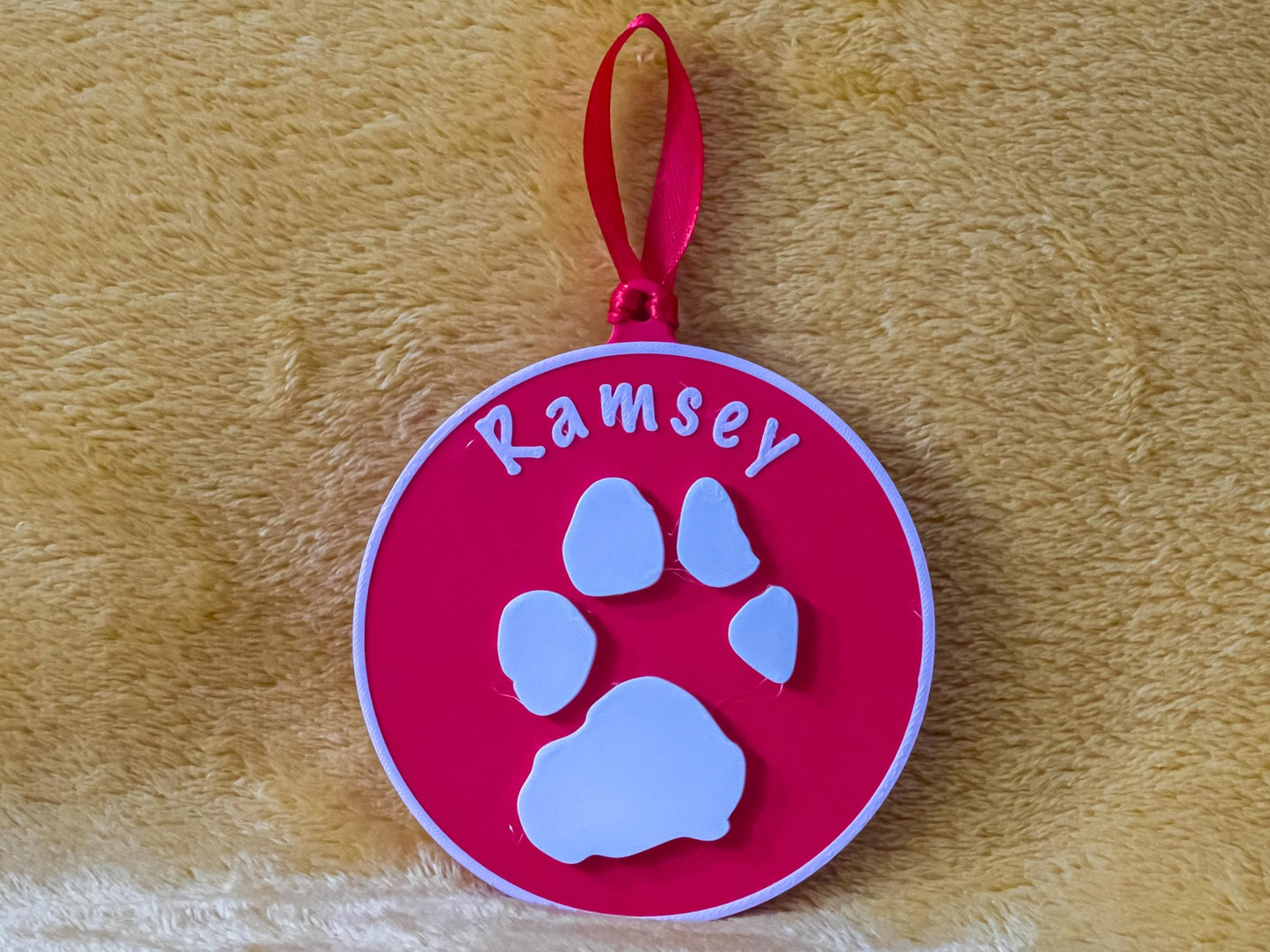 Personalised 3D Embossed Dog Paw Print Hanging Plaque | 6x Colours Available