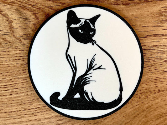 Burmese Cat Coaster | Black & White