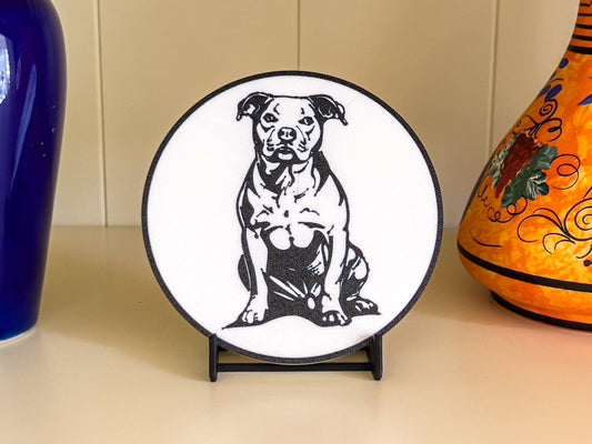 Staffordshire Bull Terrier Dog Coaster | Black & White