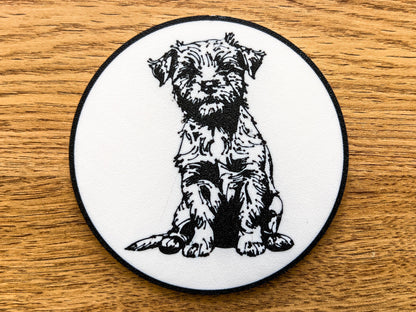 Border Terrier Dog Coaster | Black & White