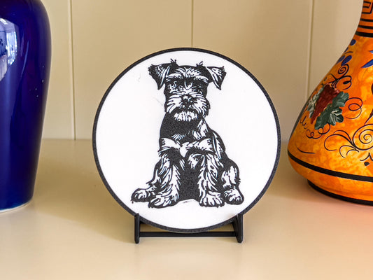 Miniature Schnauzer Dog Coaster | Black & White