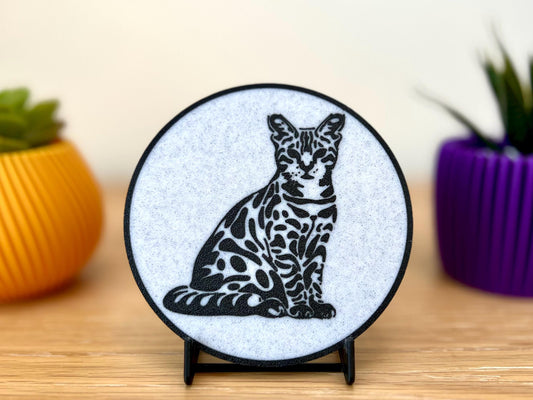 Dessous de verre Chat du Bengale | Effet marbre