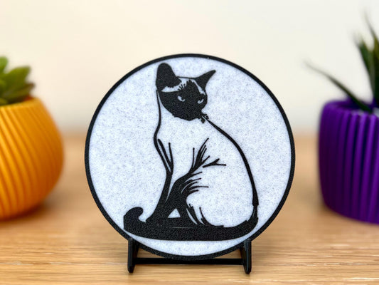 Burmese Cat Coaster | Marble Effect