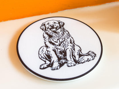 Golden Retriever Hundeuntersetzer | Schwarz &amp; Weiß