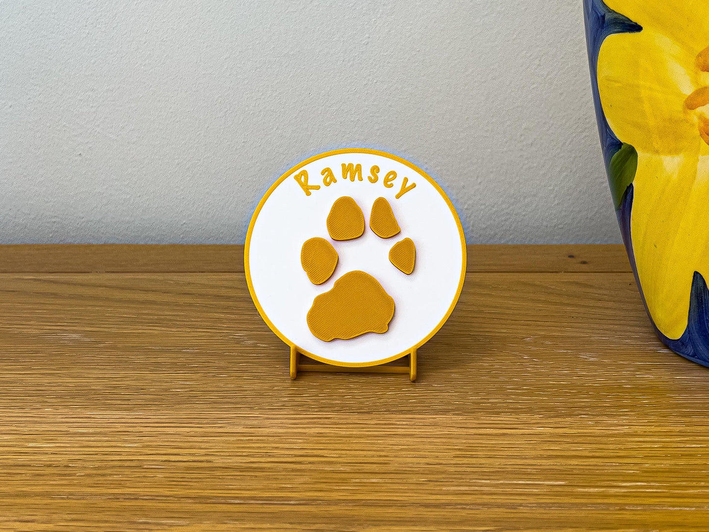 Plaque personnalisée 3D en relief avec empreinte de patte de chien | 6 couleurs disponibles