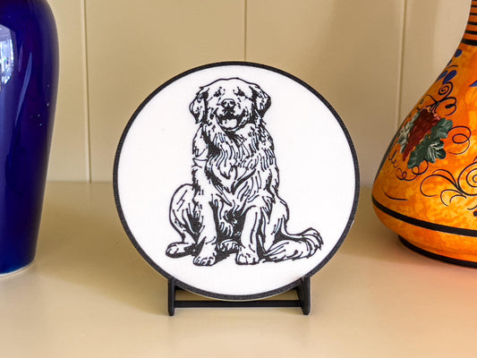 Golden Retriever Hundeuntersetzer | Schwarz &amp; Weiß