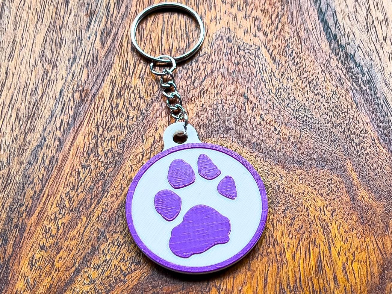 Porte-clés personnalisé avec empreinte de patte de chien en relief 3D | 6 couleurs disponibles
