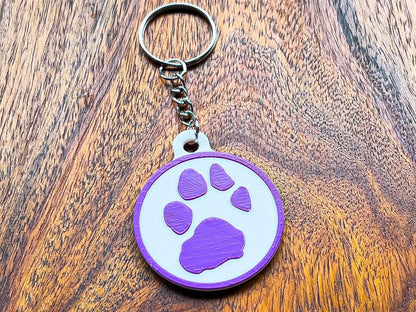 Porte-clés personnalisé avec empreinte de patte de chien en relief 3D | 6 couleurs disponibles