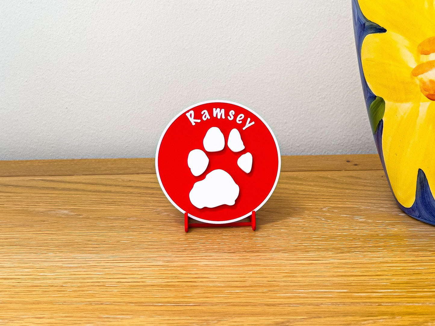 Plaque personnalisée 3D en relief avec empreinte de patte de chien | 6 couleurs disponibles