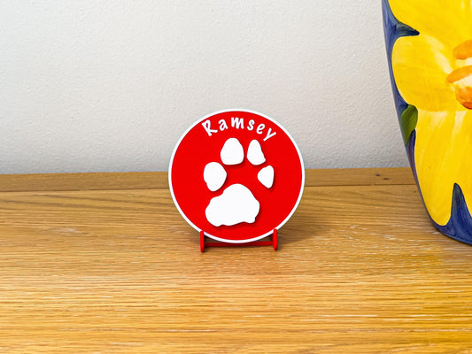 Personalised 3D Embossed Dog Paw Print Plaque | 6x Colours Available