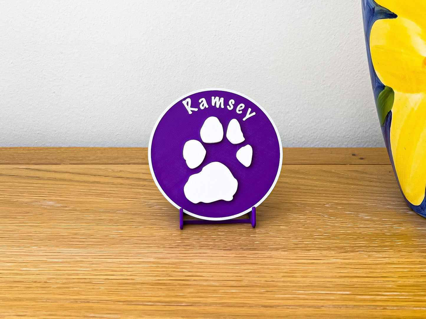 Plaque personnalisée 3D en relief avec empreinte de patte de chien | 6 couleurs disponibles