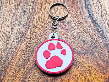 Porte-clés personnalisé avec empreinte de patte de chien en relief 3D | 6 couleurs disponibles