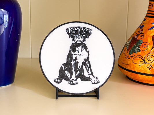 Boxer Dog Coaster | Black & White