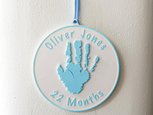 Personalised 3D Embossed Child Handprint Hanging Plaque | 4x Colours Available