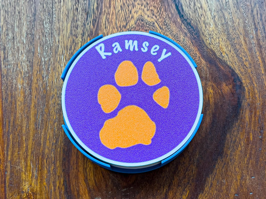 Personalised Dog Paw Print Coaster Set | 4x Colours Available