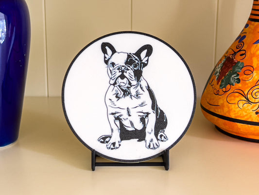 Französische Bulldogge Hundeuntersetzer | Schwarz &amp; Weiß