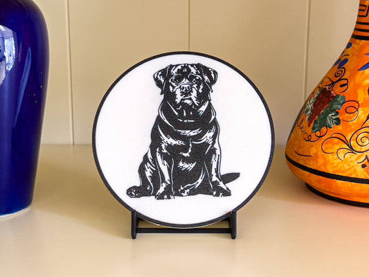 Rottweiler Dog Coaster | Black & White