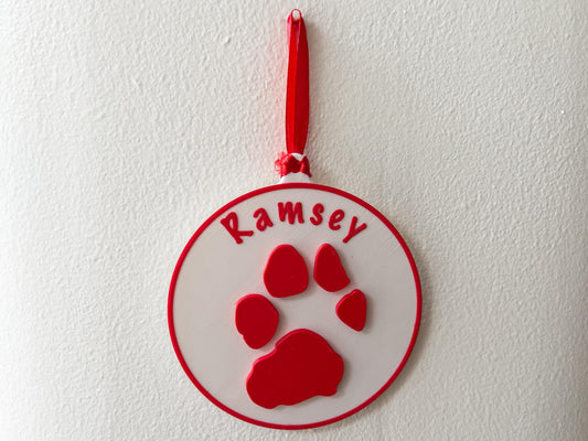 Personalised 3D Embossed Dog Paw Print Hanging Plaque | 6x Colours Available