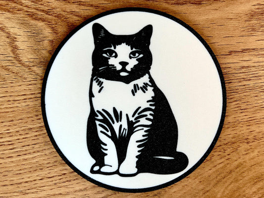 British Shorthair Cat Coaster | Black & White
