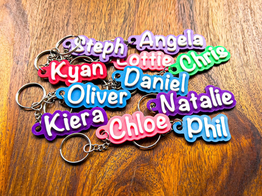 Personalised 3D Embossed Name Keyring | 7x Colours Available