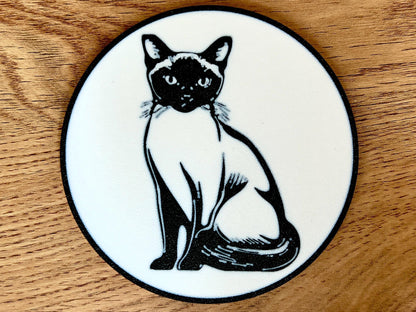 Siamese Cat Coaster | Black & White