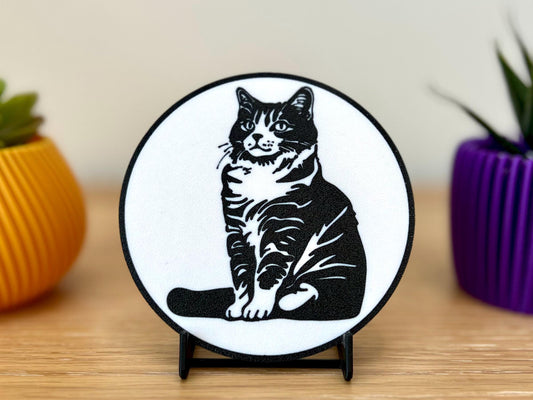 Dessous de verre Bobtail américain | Noir et blanc