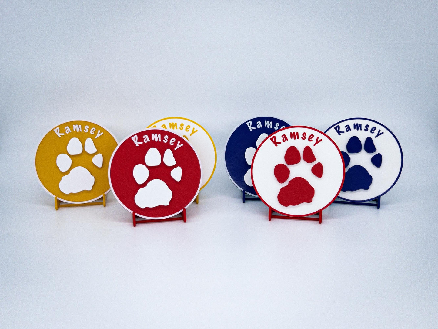 Plaque personnalisée 3D en relief avec empreinte de patte de chien | 6 couleurs disponibles