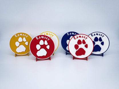 Plaque personnalisée 3D en relief avec empreinte de patte de chien | 6 couleurs disponibles