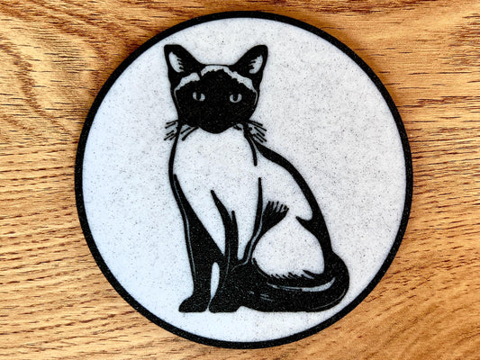 Siamese Cat Coaster |  Marble Effect