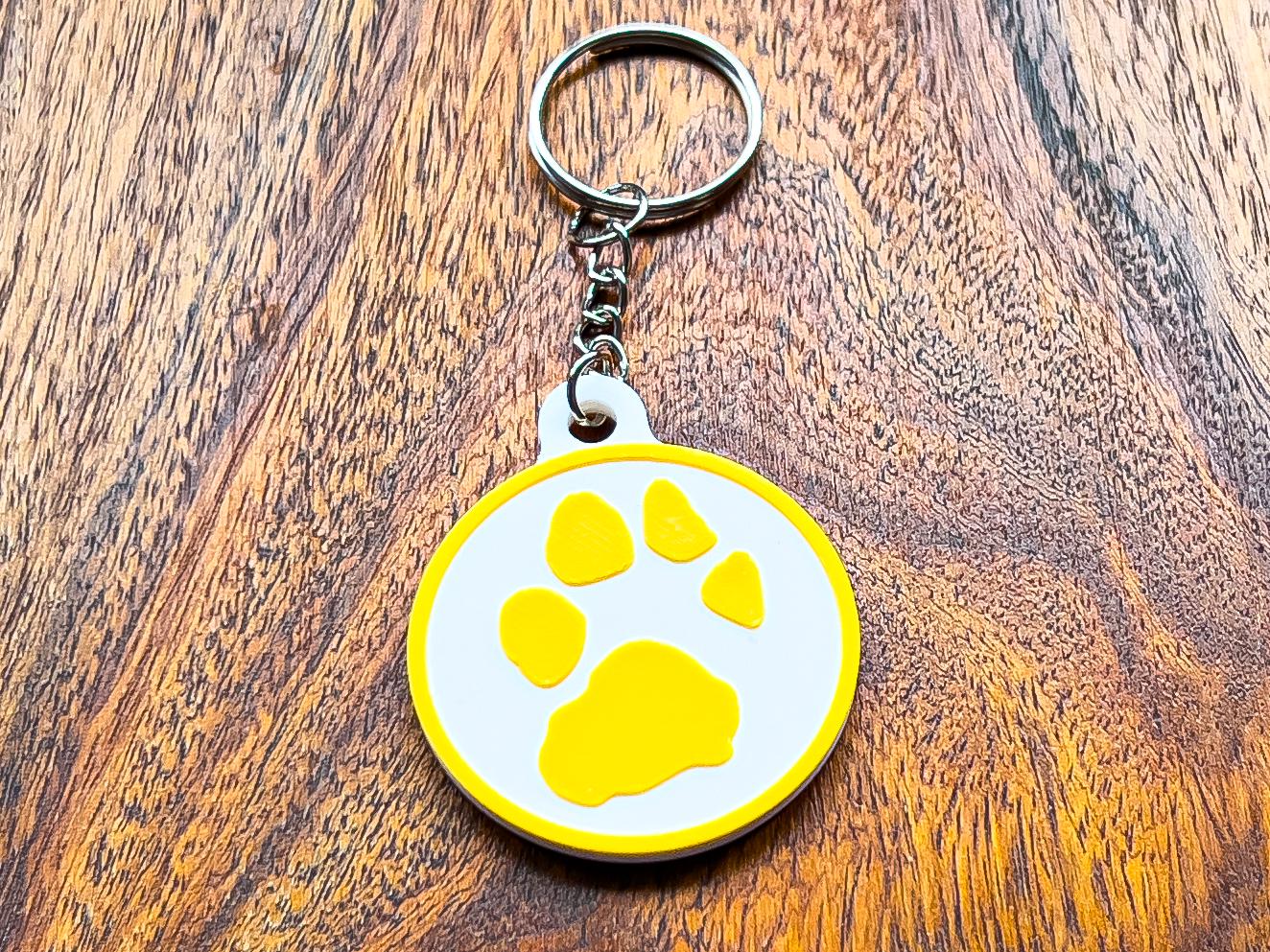 Porte-clés personnalisé avec empreinte de patte de chien en relief 3D | 6 couleurs disponibles