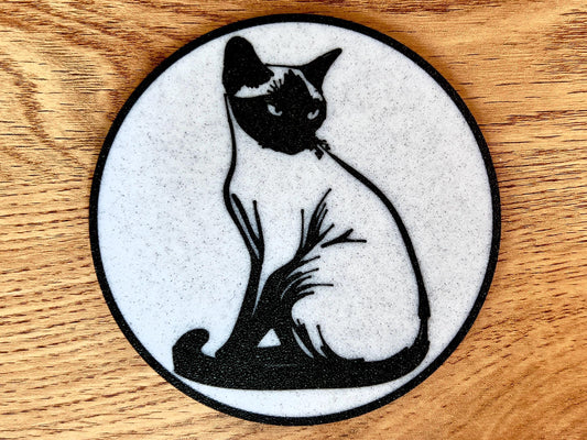 Burmese Cat Coaster | Marble Effect