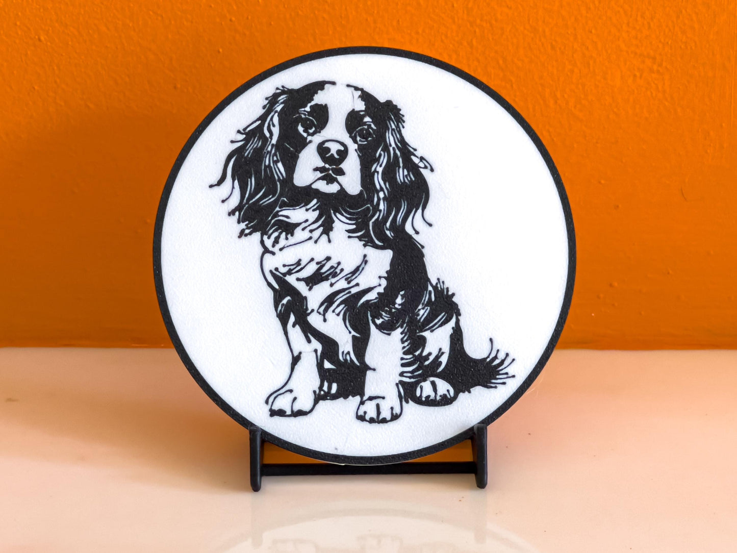 Cavalier King Charles Spaniel Hund Untersetzer | Schwarz &amp; Weiß