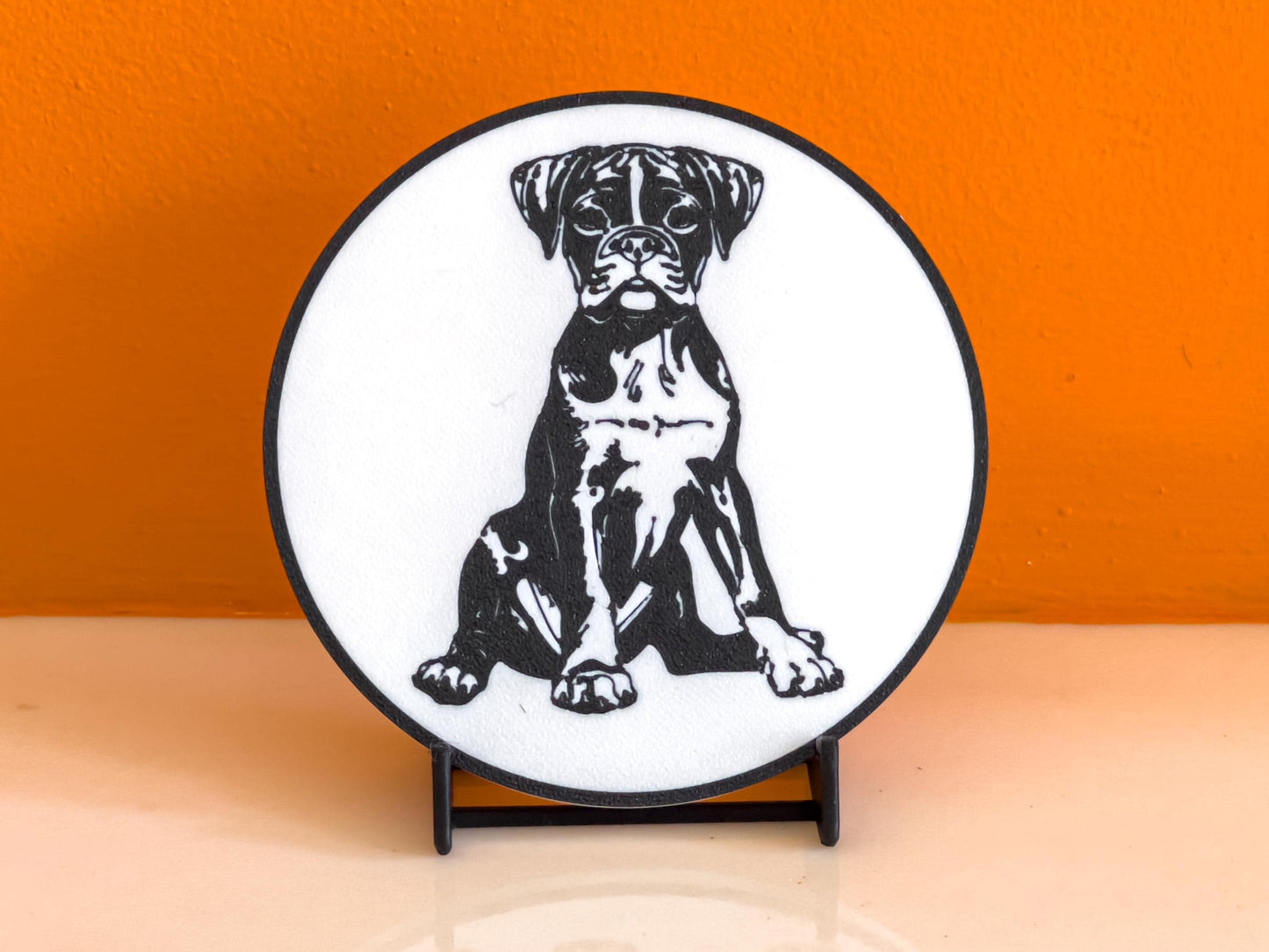 Boxer Dog Coaster | Black & White