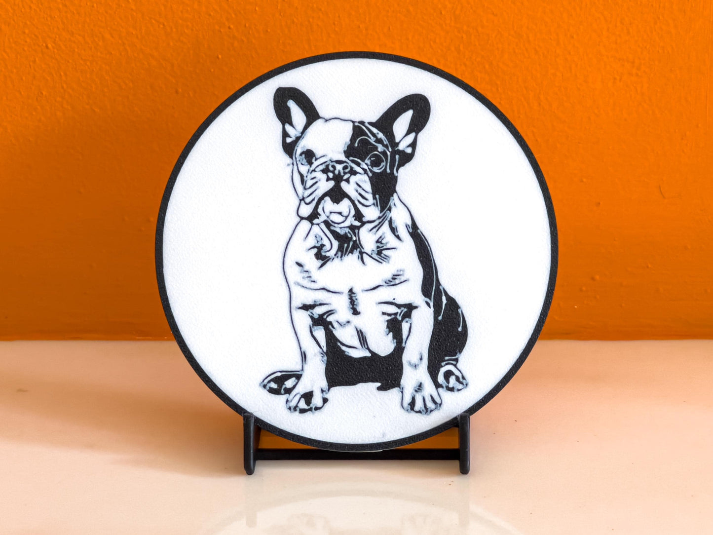 Französische Bulldogge Hundeuntersetzer | Schwarz &amp; Weiß