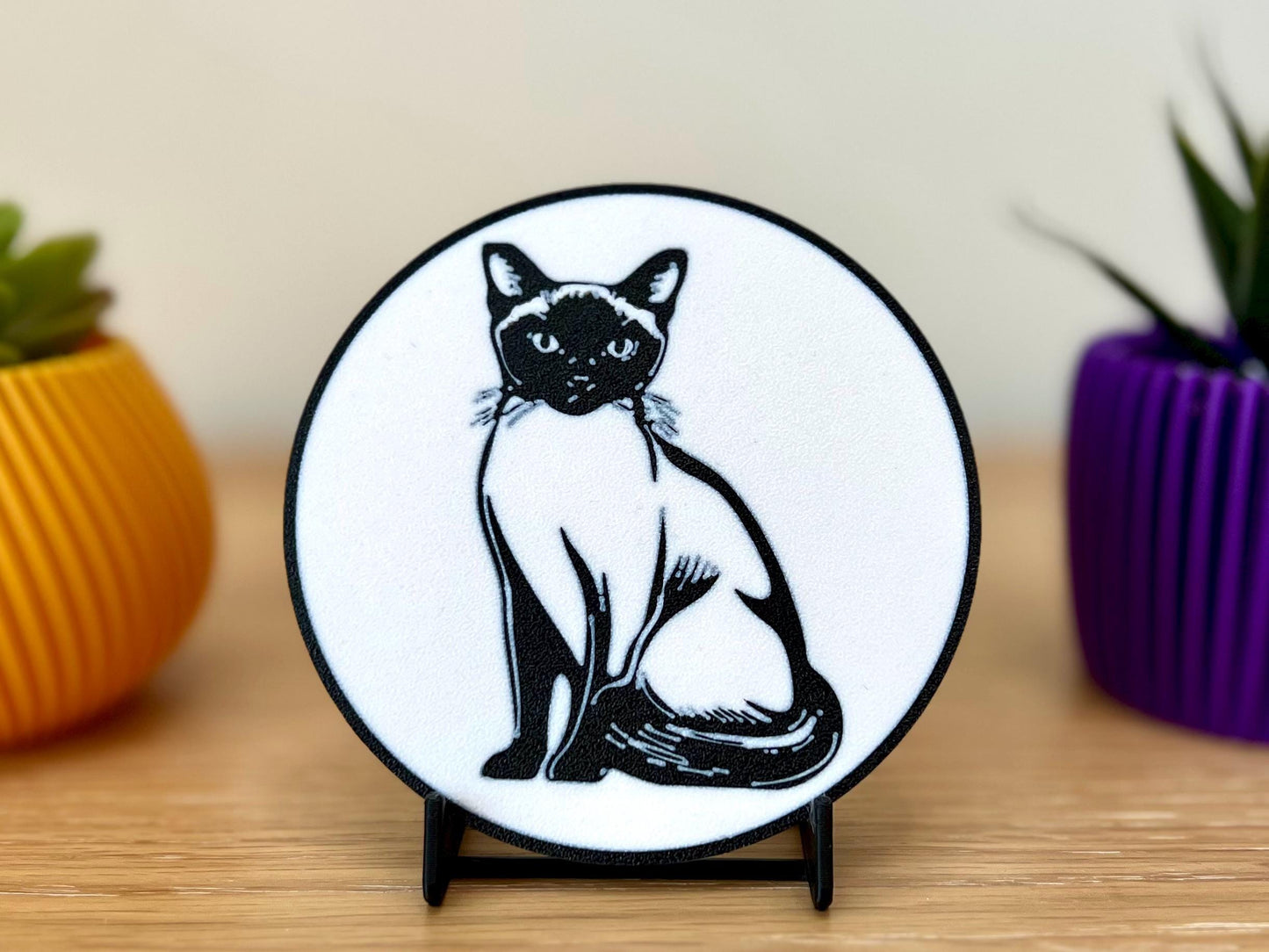 Siamese Cat Coaster | Black & White