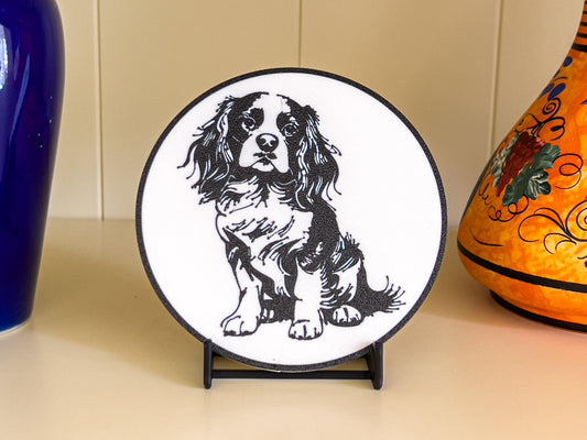 Cavalier King Charles Spaniel Hund Untersetzer | Schwarz &amp; Weiß