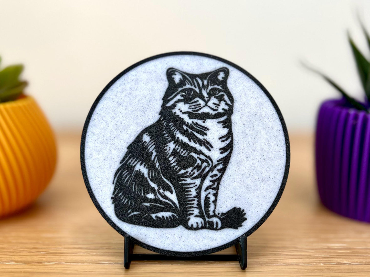 Dessous de verre Highland Fold Cat | Effet marbre
