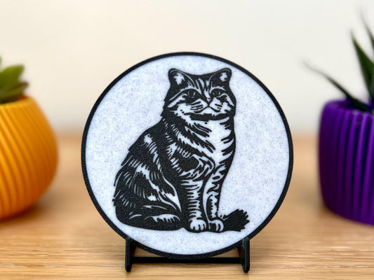 Highland Fold Cat Coaster | Marble Effect