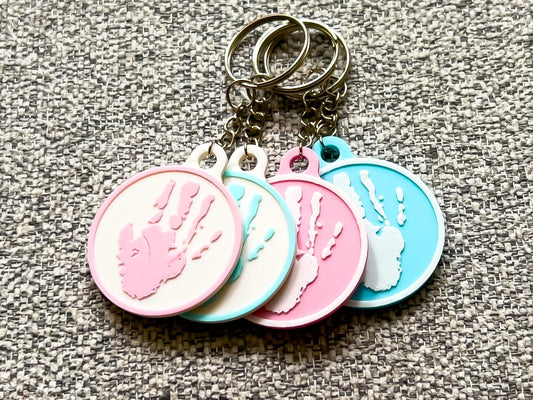 Personalised 3D Embossed Child Handprint Keyring | 4x Colours Available