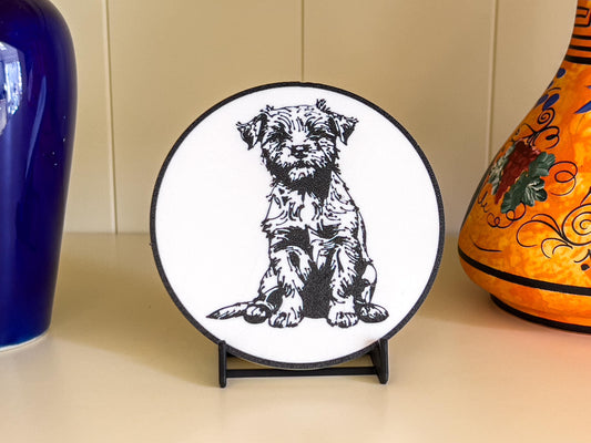 Dessous de verre Border Terrier | Noir et blanc