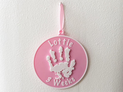 Personalised 3D Embossed Child Handprint Hanging Plaque | 4x Colours Available