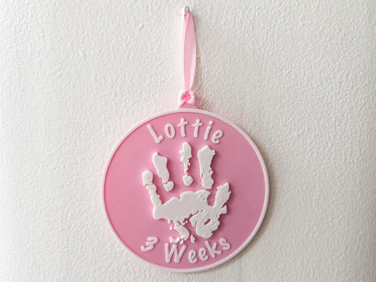 Personalised 3D Embossed Child Handprint Hanging Plaque | 4x Colours Available